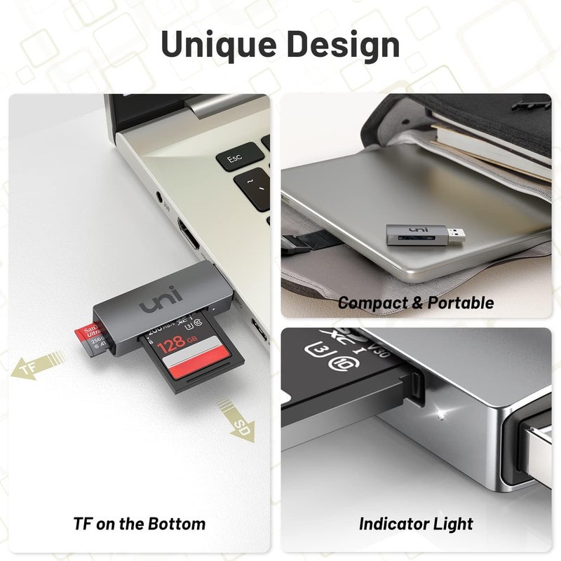 uni SD Card Reader, USB 3.0 SD Card Adapter High-Speed Micro SD Memory Card Reader Support SD/Micro SD/TF/SDHC/SDXC/MMC/UHS-I Card Compatible with Mac, Win, Linux, PC, Laptop, Chromebook, Camera - Image 5